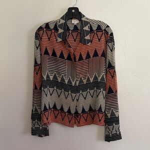 Parker navy and Pink Geometric Button Down Shirt